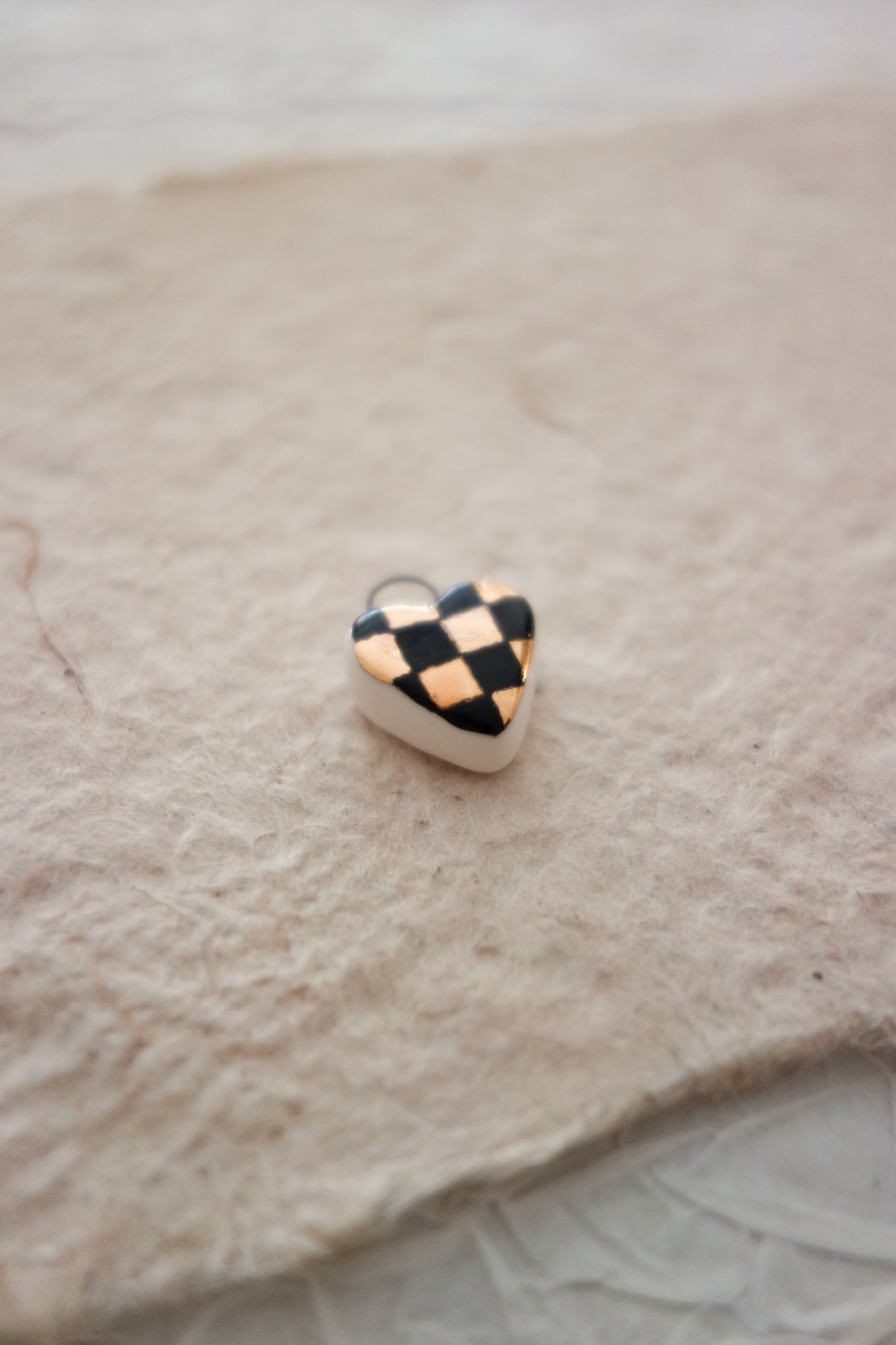 Chessboard ceramic charm necklace