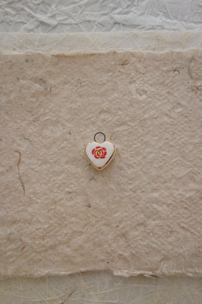 Rose ceramic charm necklace