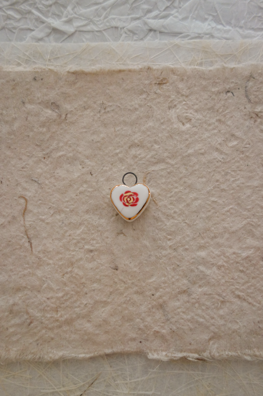 Rose ceramic charm necklace