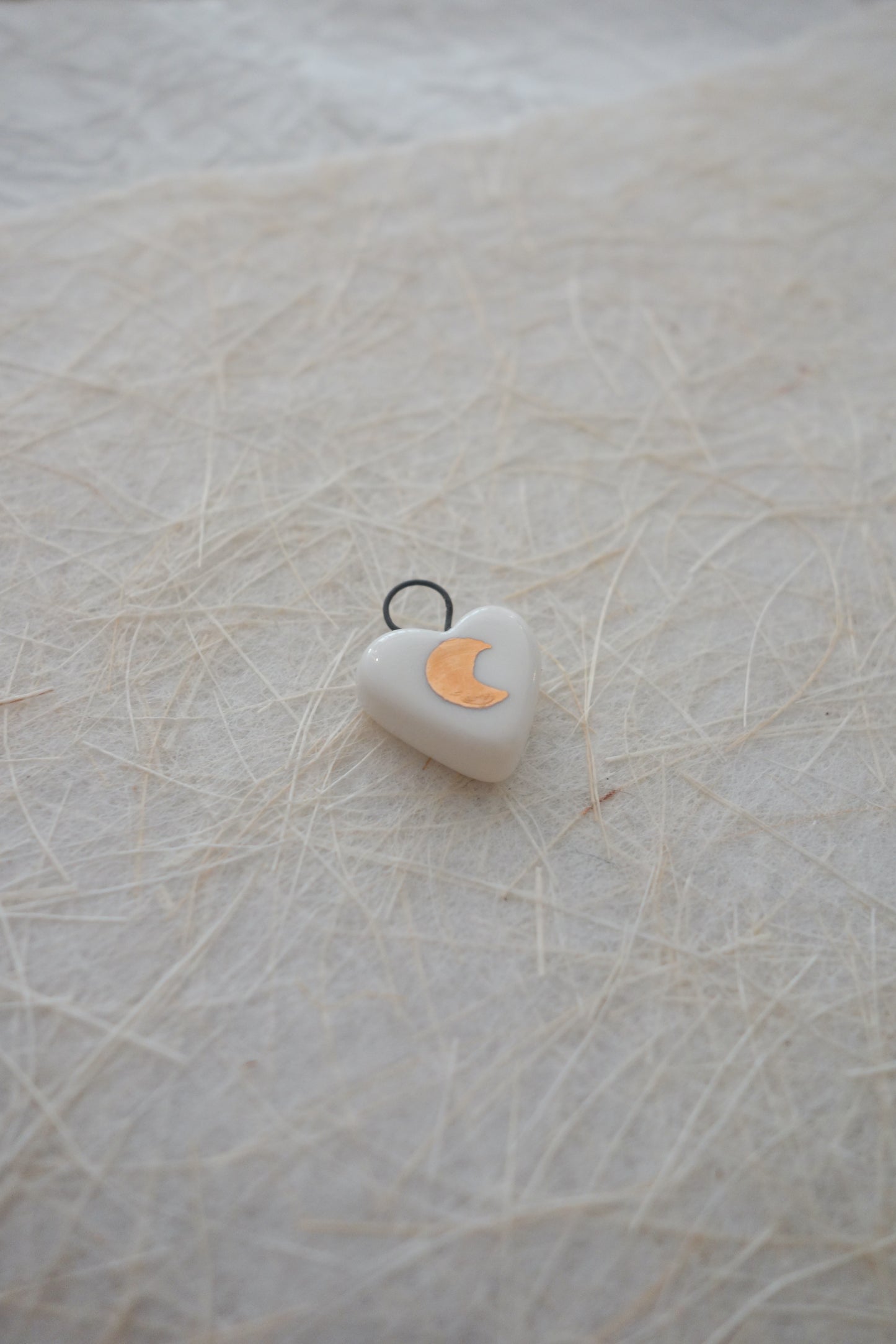 Moon ceramic charm necklace