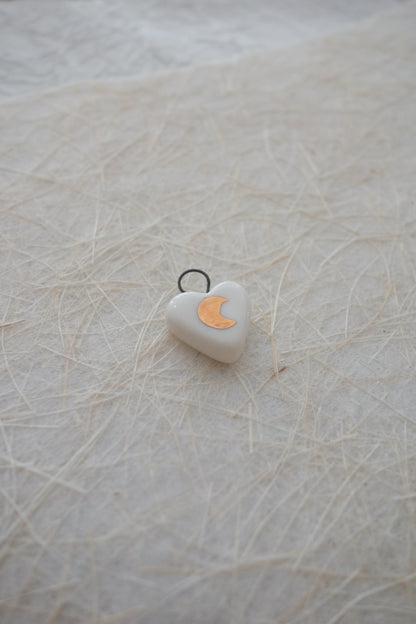 Moon ceramic charm necklace