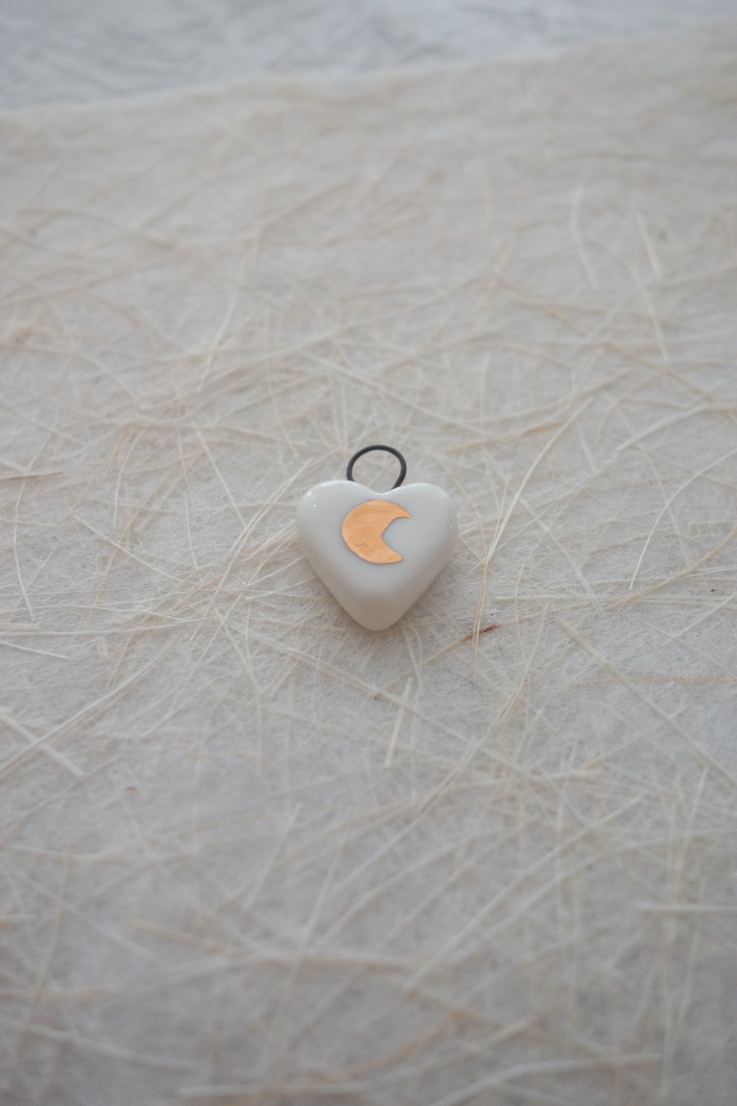 Moon ceramic charm necklace