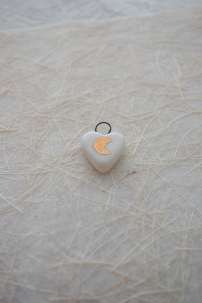 Moon ceramic charm necklace